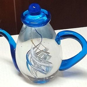 Glass teapot paperweight